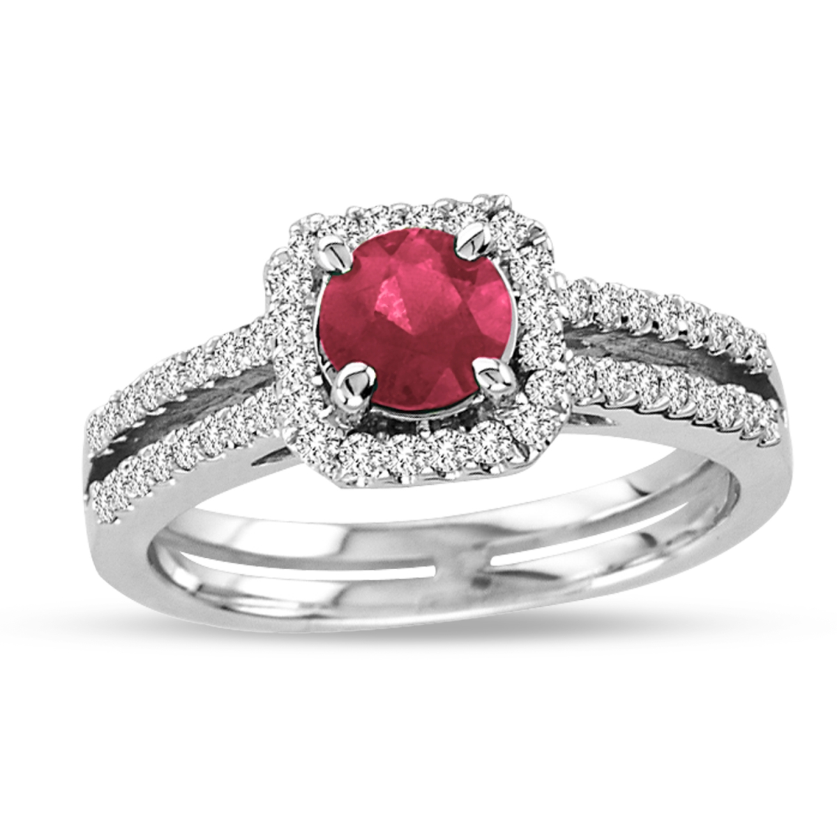 RL1140RD-6.5 14K Gold Ring with 0.75 CT Natural Heated Ruby & 0.40 CTTW of Round Diamonds Rings - Size 6.5