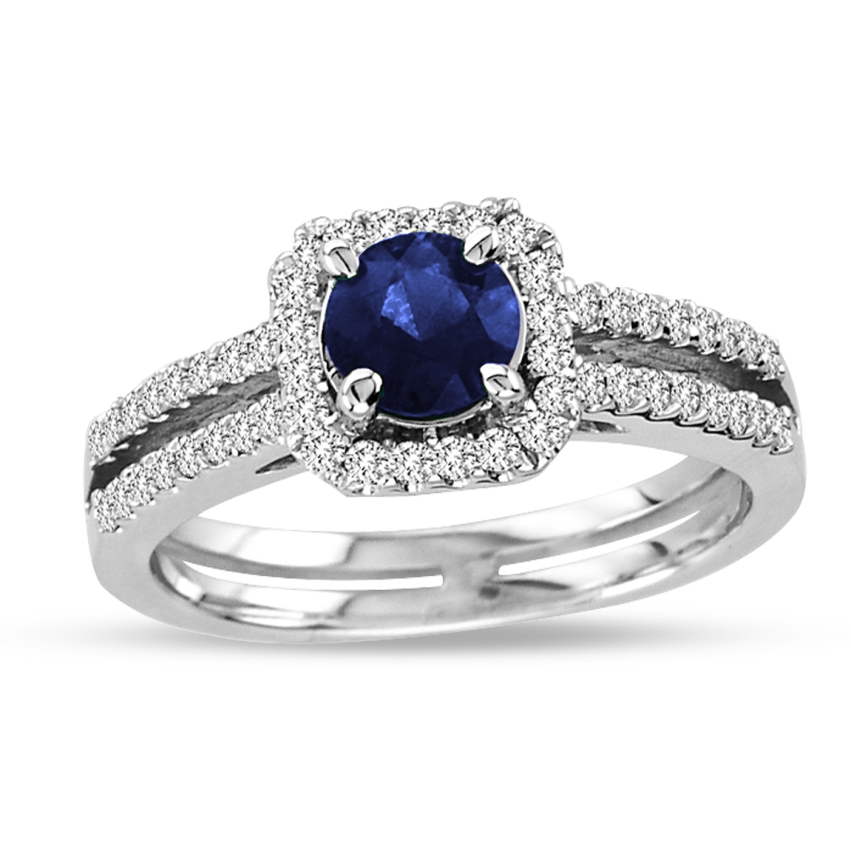 Picture of Louis Creations RL1140SD-4 1.28 CTTW Sapphire & Diamond Ring Set&#44; 14K Gold - Size 4