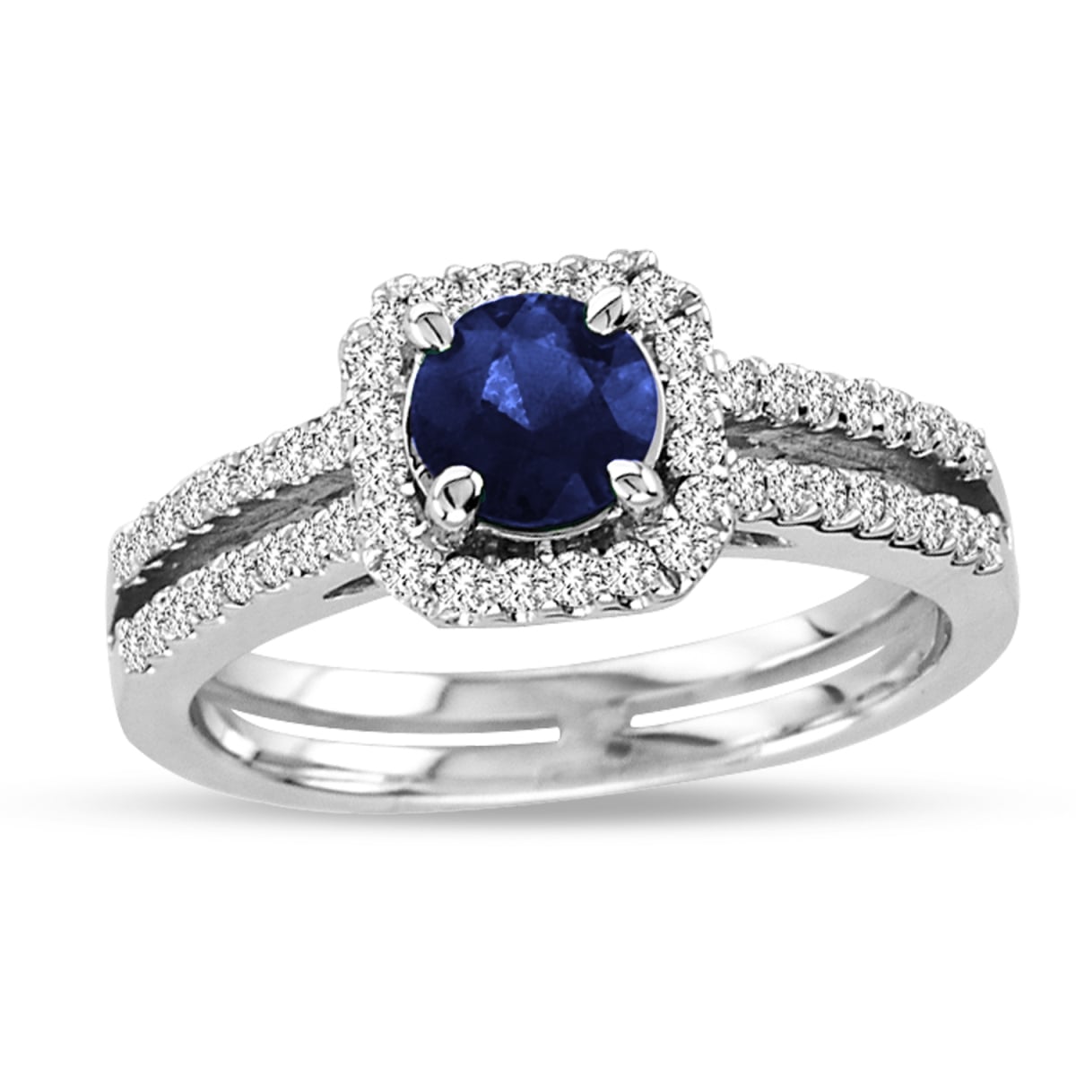 1.28 CTTW Sapphire & Diamond Ring Set, 14K Gold - Size 6