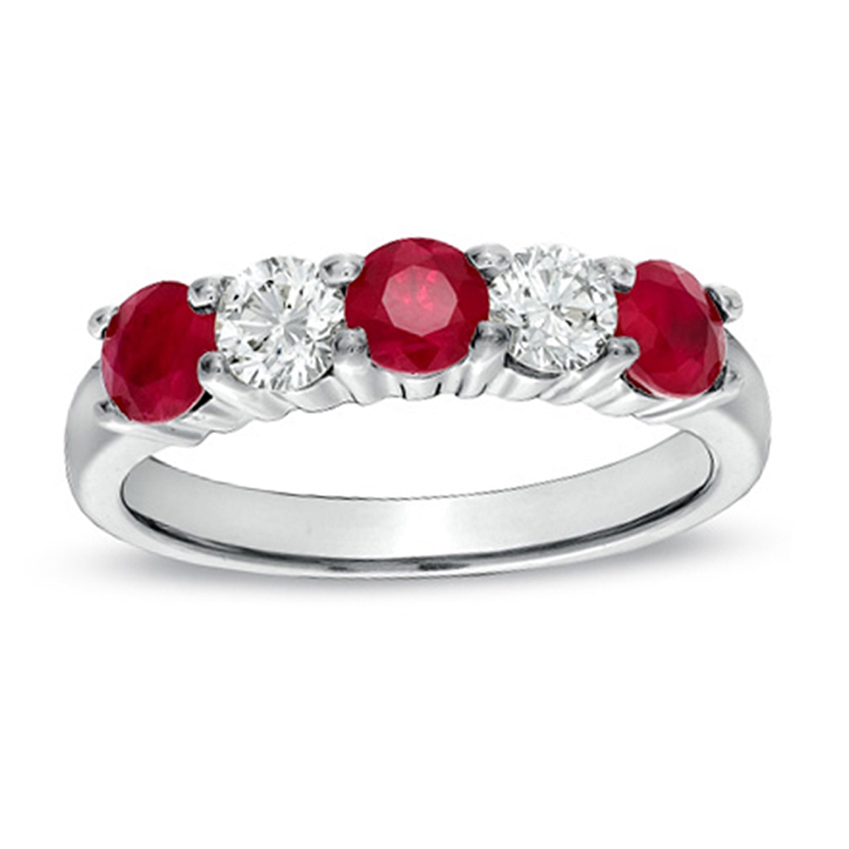 1.26 CTTW Natural Heated Ruby & Diamond Ring Set, 14K Gold - Size 6.5