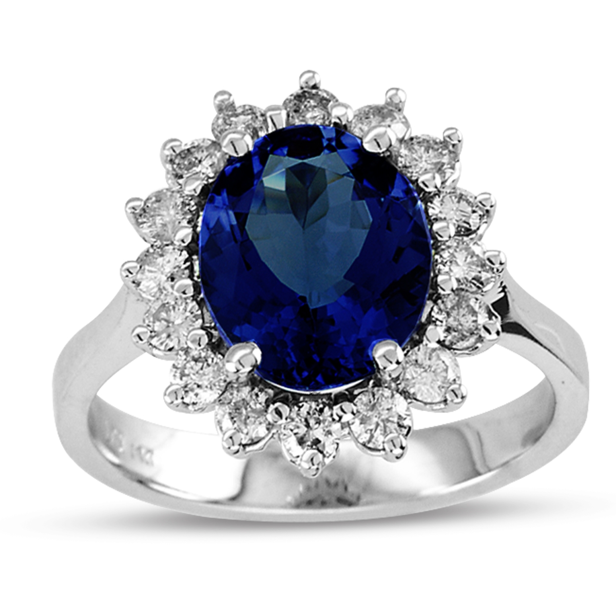 Picture of Louis Creations RL1291SD-4 3.75 CTTW 10 x 8 mm 3 Carat Oval Sapphire & Diamond Ring&#44; 14K Gold Royal Collection - Size 4