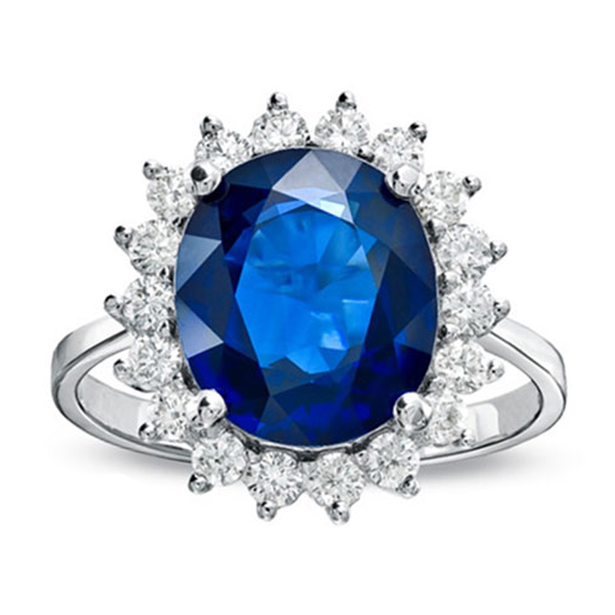 Picture of Louis Creations RL1298SD-4 6.28 CTTW 12 x 10 mm 5.53 Carat Oval Sapphire & Diamond Ring&#44; 14K Gold Royal Collection - Size 4