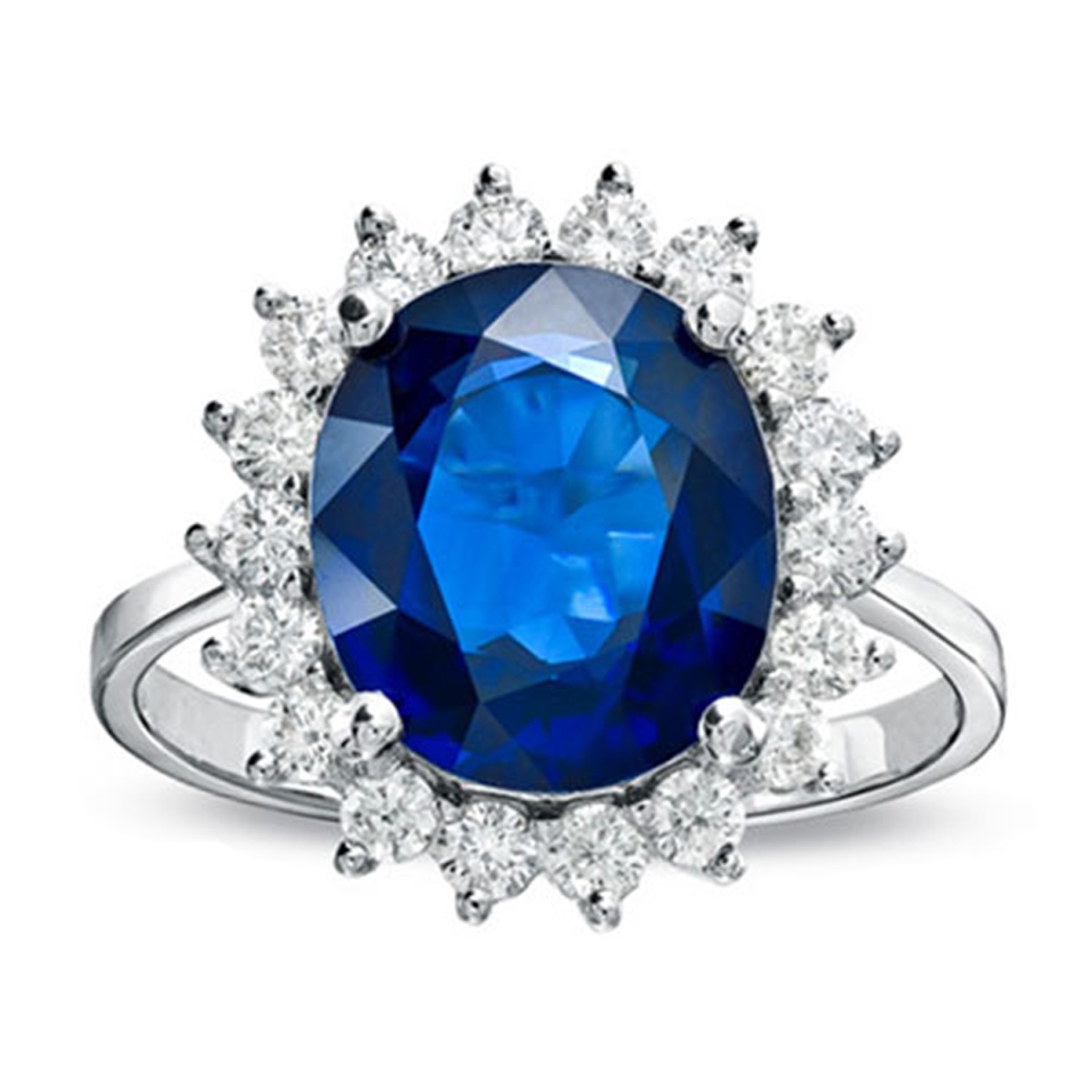 RL1298SD-6.5 6.28 CTTW 12 x 10 mm 5.53 Carat Oval Sapphire & Diamond Ring, 14K Gold Royal Collection - Size 6.5