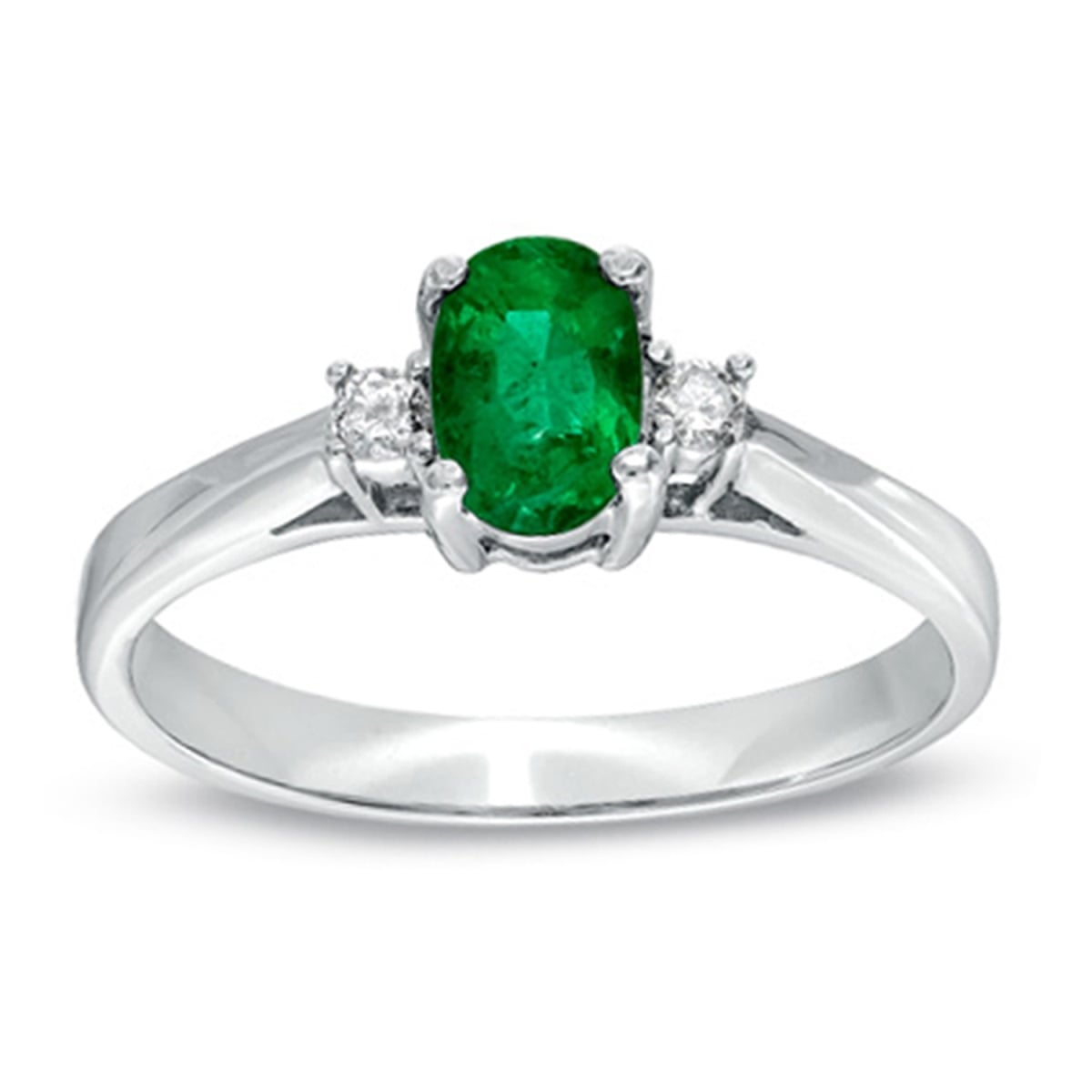 0.45 CTTW Emerald & Diamond Ring Set, 14K Gold - Size 6