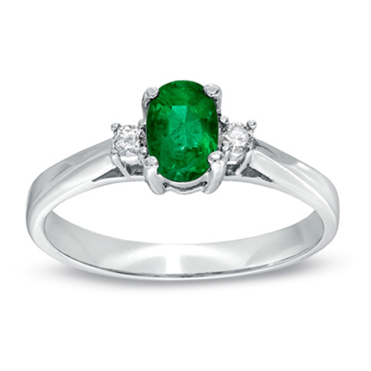 0.45 CTTW Emerald & Diamond Ring Set, 14K Gold - Size 6.5