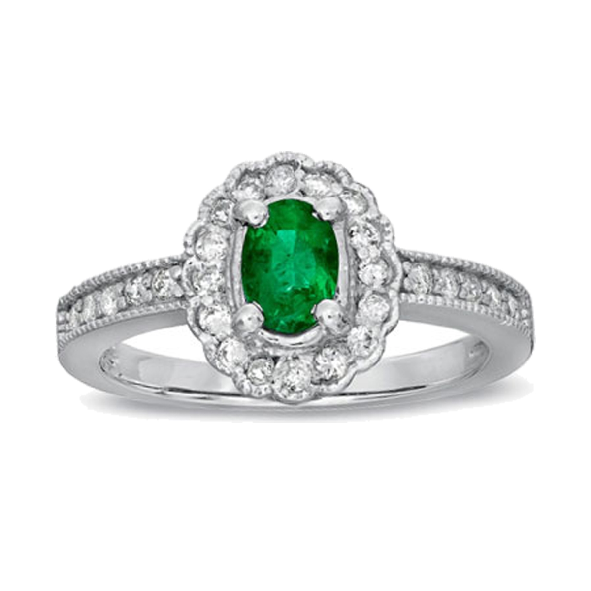 Picture of Louis Creations RL1343ED-4 0.63 CTTW Emerald & Diamond Fashion Ring Set&#44; 14K Gold - Size 4