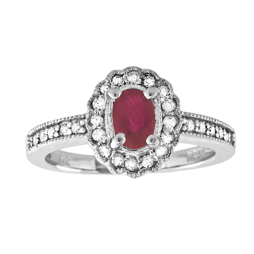 0.75 CTTW Natural Heated Ruby & Diamond Fashion Ring Set, 14K Gold - Size 6