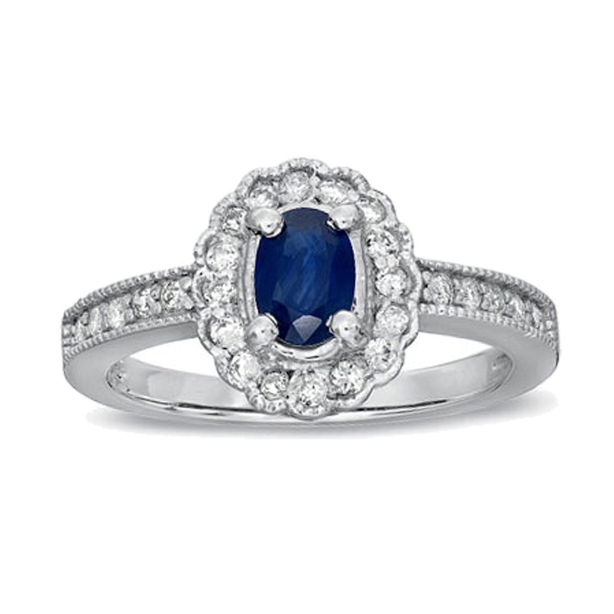 Picture of Louis Creations RL1343SD-4 0.80 CTTW of Diamond & Sapphire Ring Set&#44; 14K Gold - Size 4