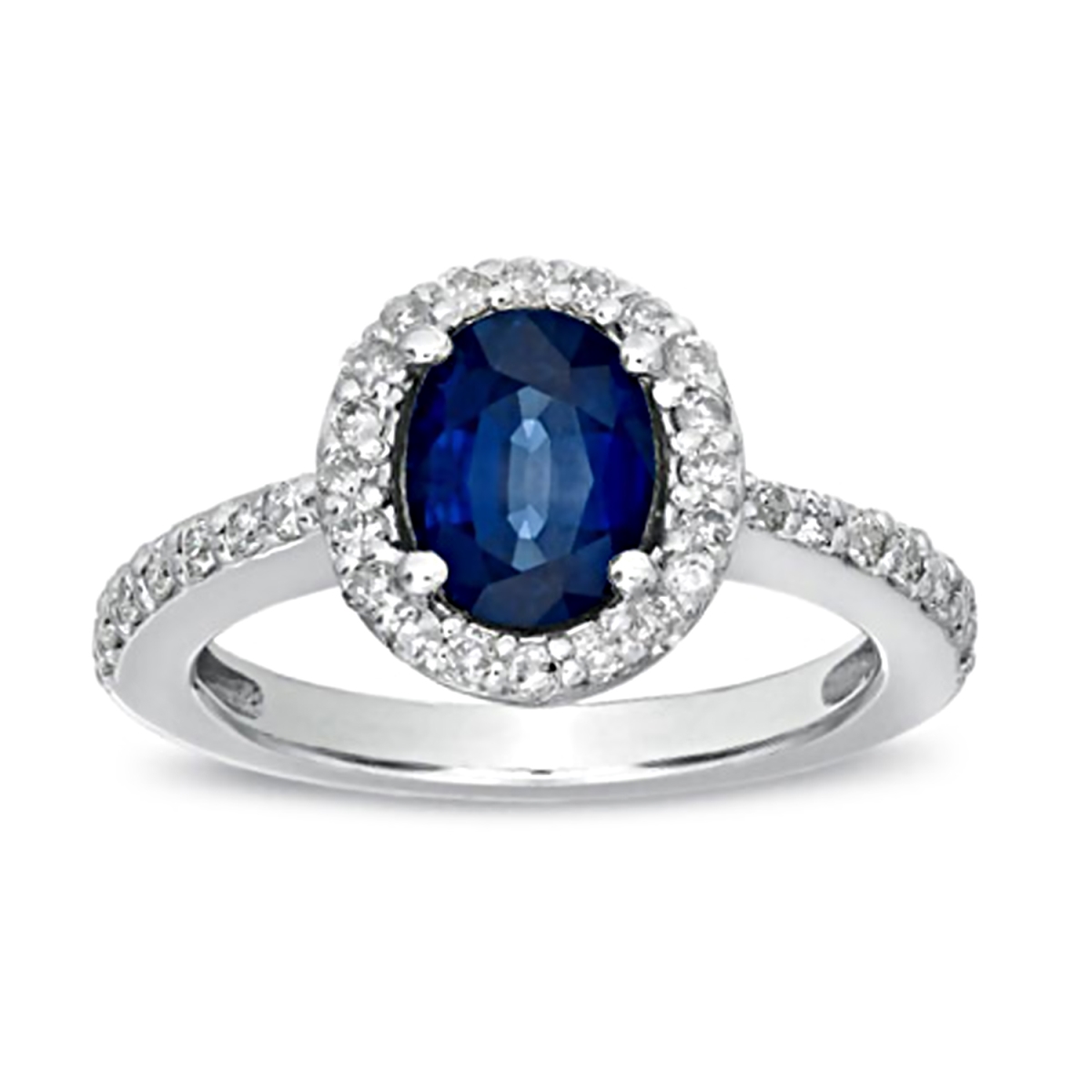 1.90 CTTW Diamond & Sapphire Ring Set, 14K Gold - Size 6.5