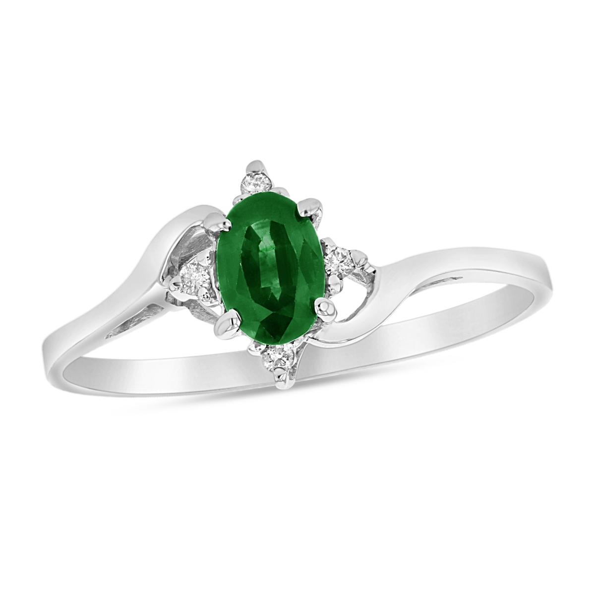 Oval Emerald & Diamond Ring Set, 14K Gold - Size 6