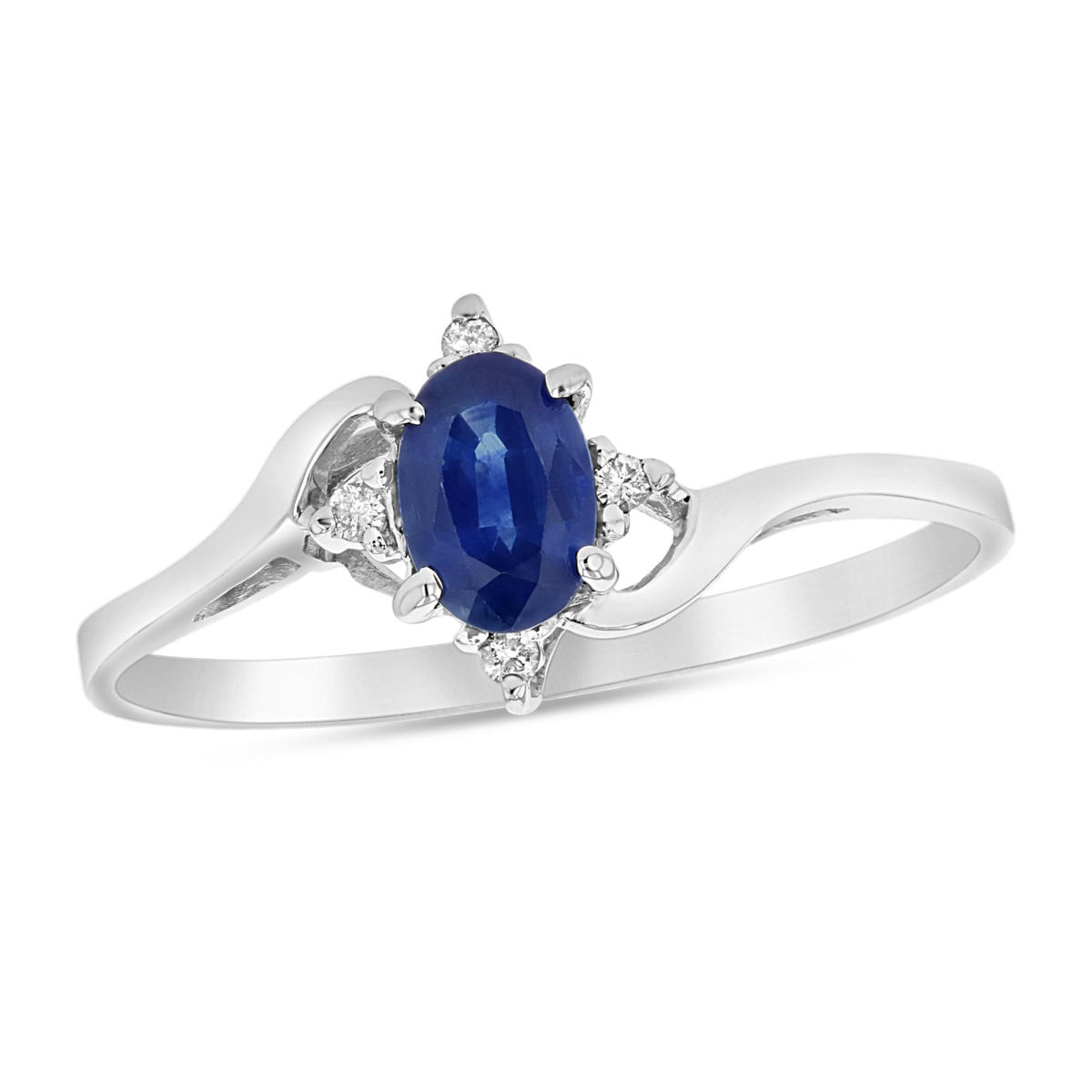Oval Sapphire & Diamond Ring Set, 14K Gold - Size 6