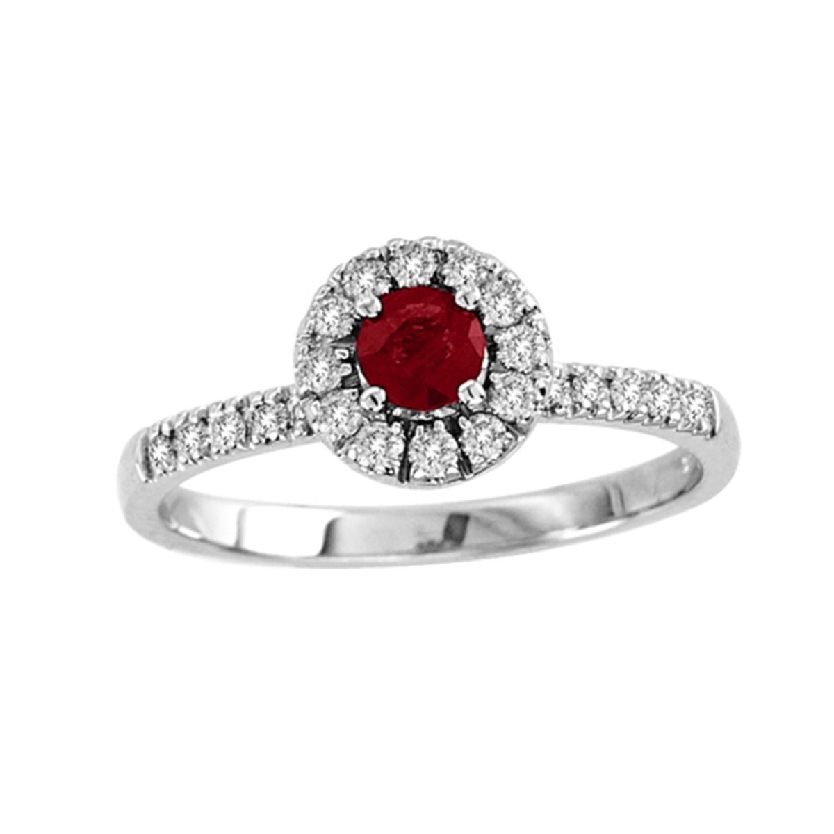 0.65 CTTW Natural Heated Ruby & Diamond Halo Ring Set, 14K Gold - Size 6