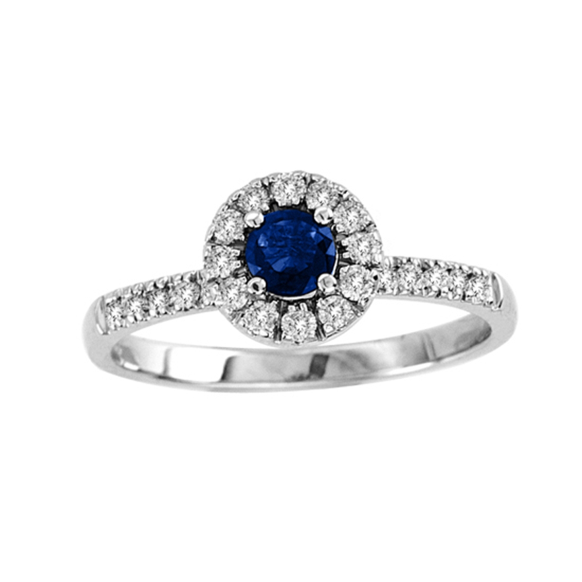 0.60 CTTW Sapphire & Diamond Halo Ring Set, 14K Gold - Size 6.5