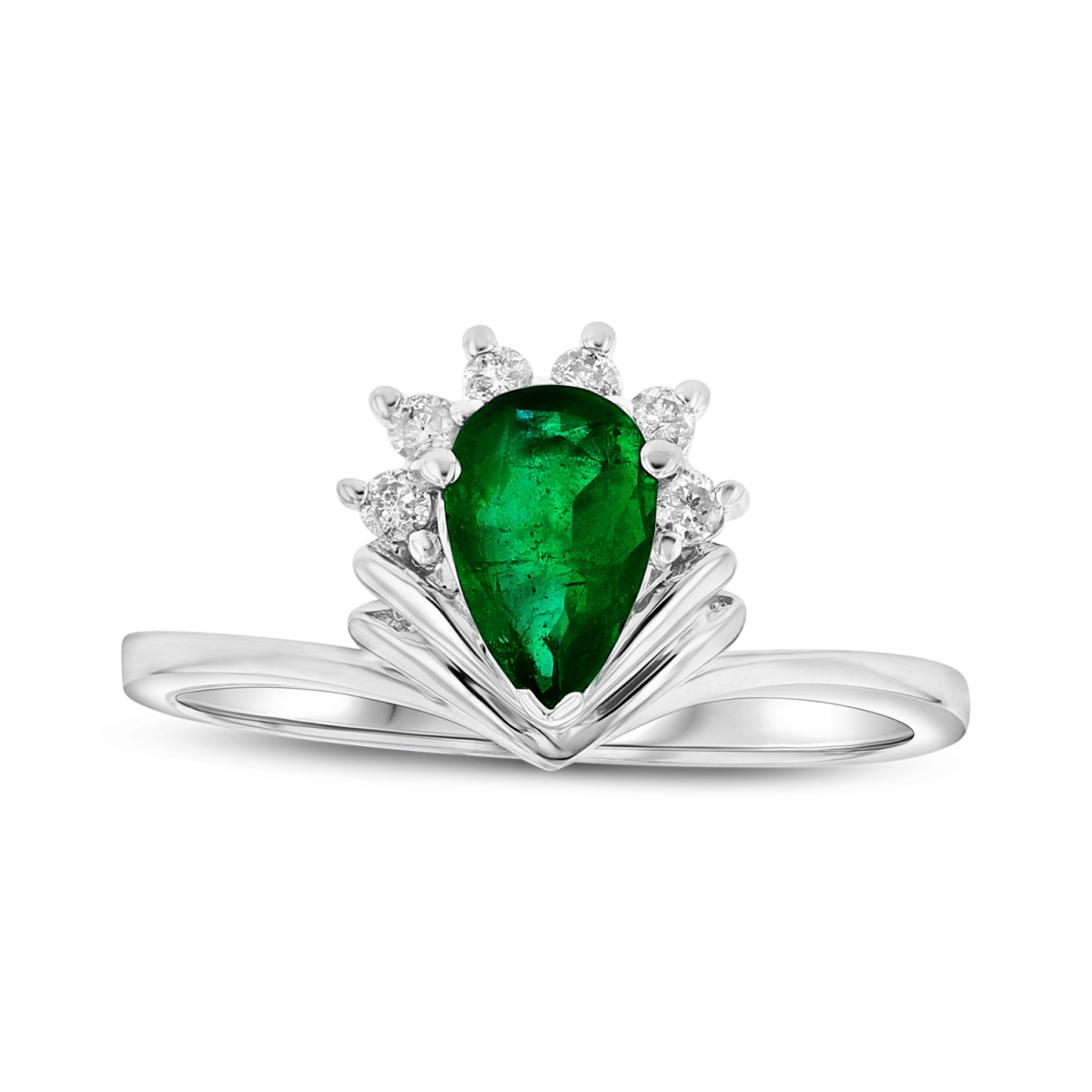 0.71 CTTW Emerald & Diamond Fashion Ring Set, 14K Gold - Size 6.5