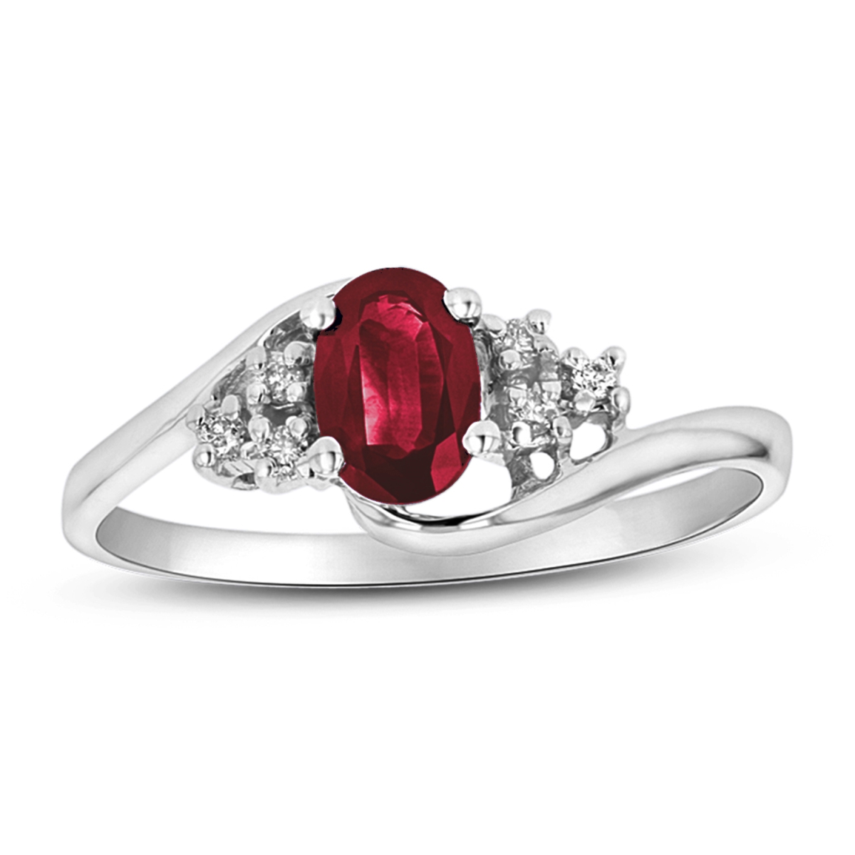 0.46 CTTW Natural Heated Ruby & Diamond Fashion Ring Set, 14K Gold - Size 6.5
