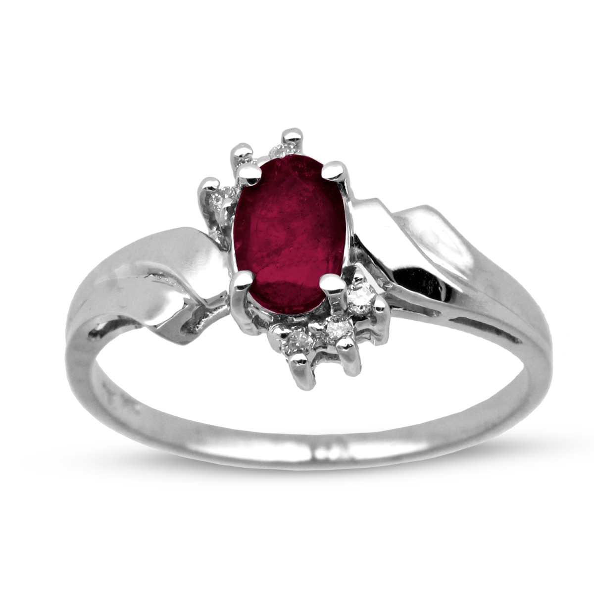 0.60 CTTW Natural Heated Ruby & Diamond Dashion Ring Set, 14K Gold - Size 6