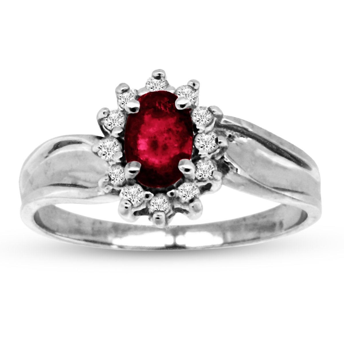 0.67 CTTW Natural Heated Ruby & Diamond Fashioon Ring Set, 14K Gold - Size 6