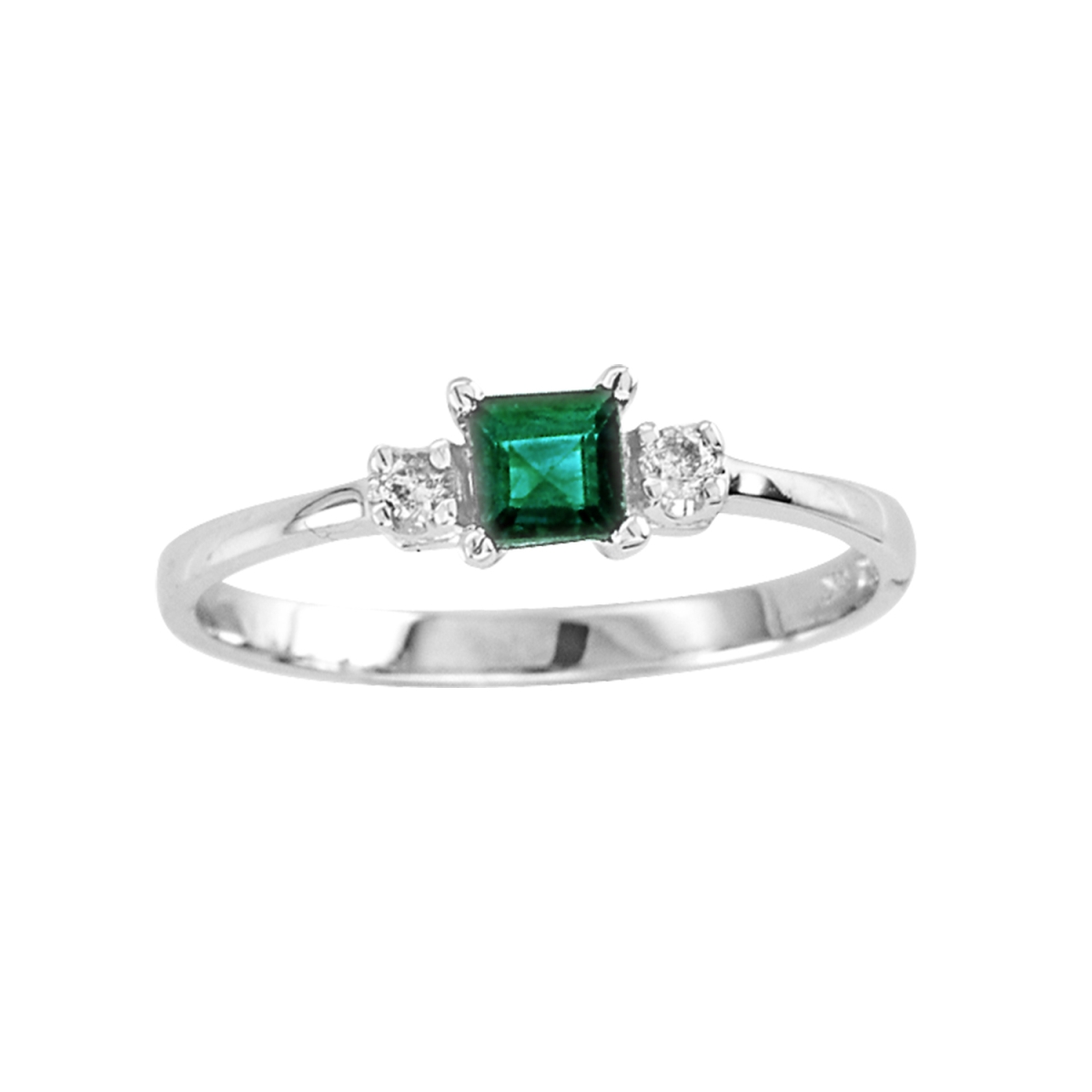 Picture of Louis Creations RL1481ED-4 0.04 CTW Diamond & Emerald Ring&#44; 14K Gold - Size 4