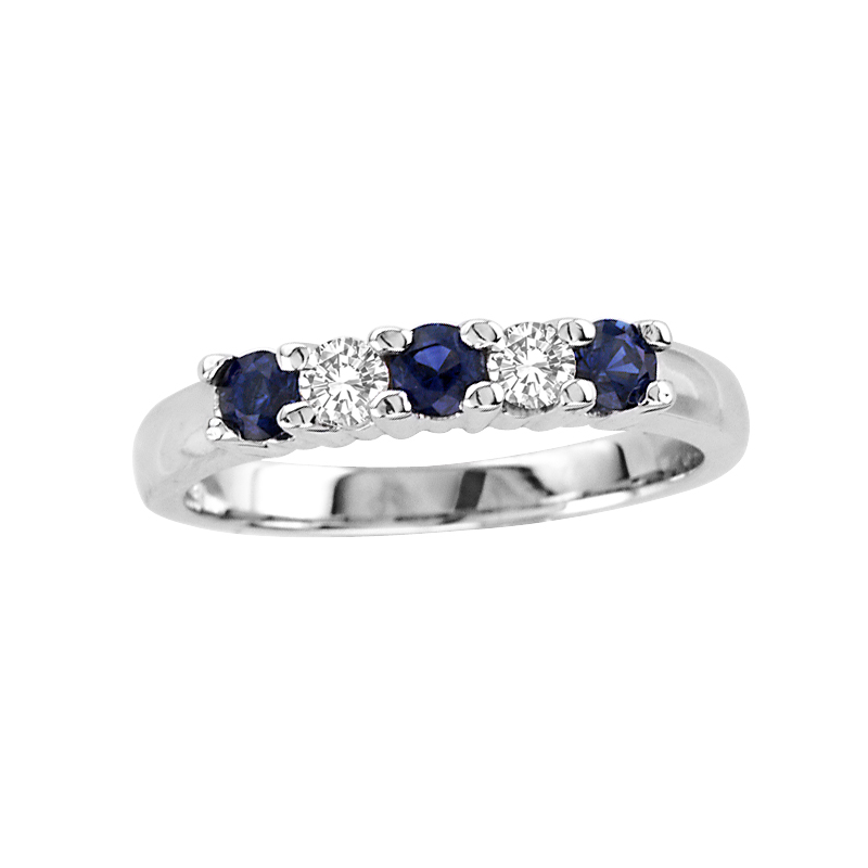 Picture of Louis Creations RL1544K-SD-4 0.20 CTW Five Stone Diamond & Sapphire Band&#44; 14K Gold - Size 4