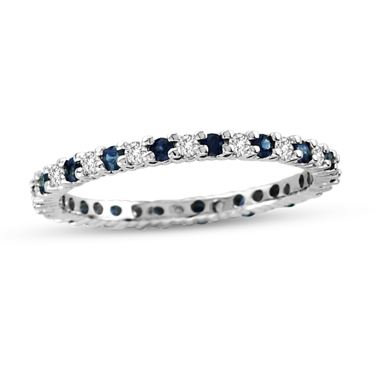0.55 CTTW Sapphire & Diamond Eternity Ring, 14K Gold - Size 6.5