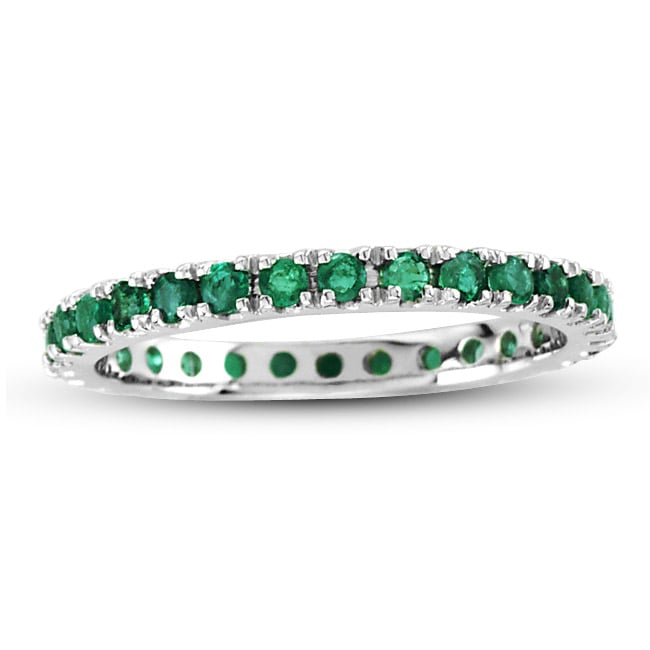 0.66 CTTW Emerald Eternity Ring, 14K Gold - Size 6.5