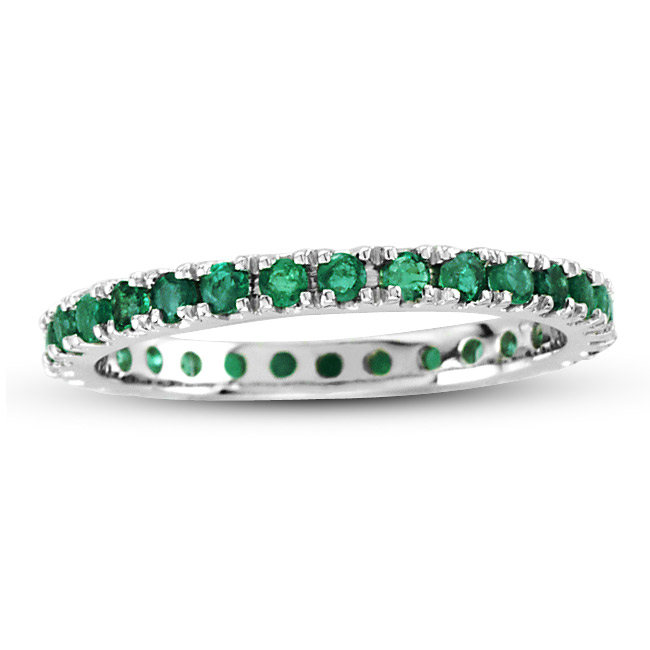 0.66 CTTW Emerald Eternity Ring, 14K Gold - Size 8