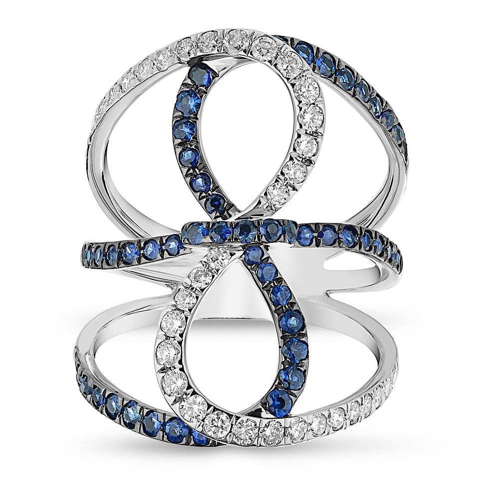 Picture of Louis Creations RL2038SD-4 1.33 CTW Diamond & Sapphire Fashion Ring&#44; 18K White Gold - Size 4