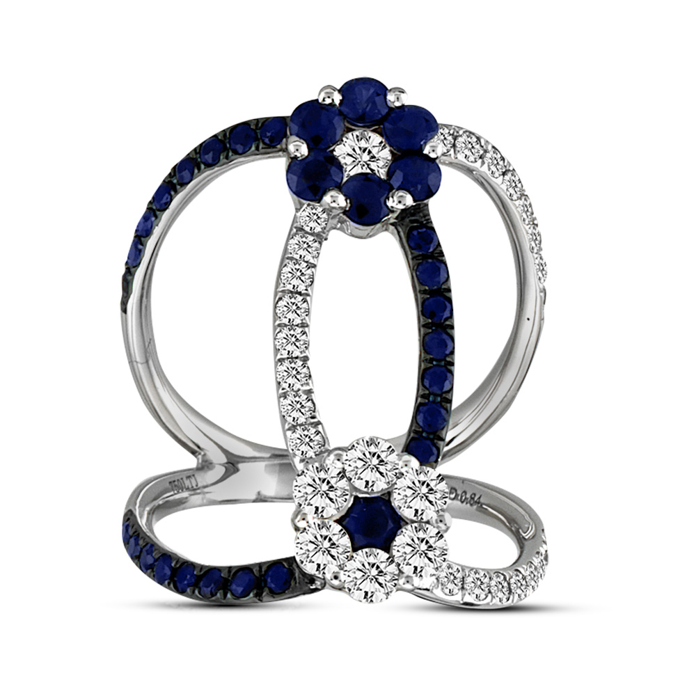 Picture of Louis Creations RL2040SD-4 2.00 CTW Diamond & Sapphire Fashion Ring&#44; 18K Gold - Size 4