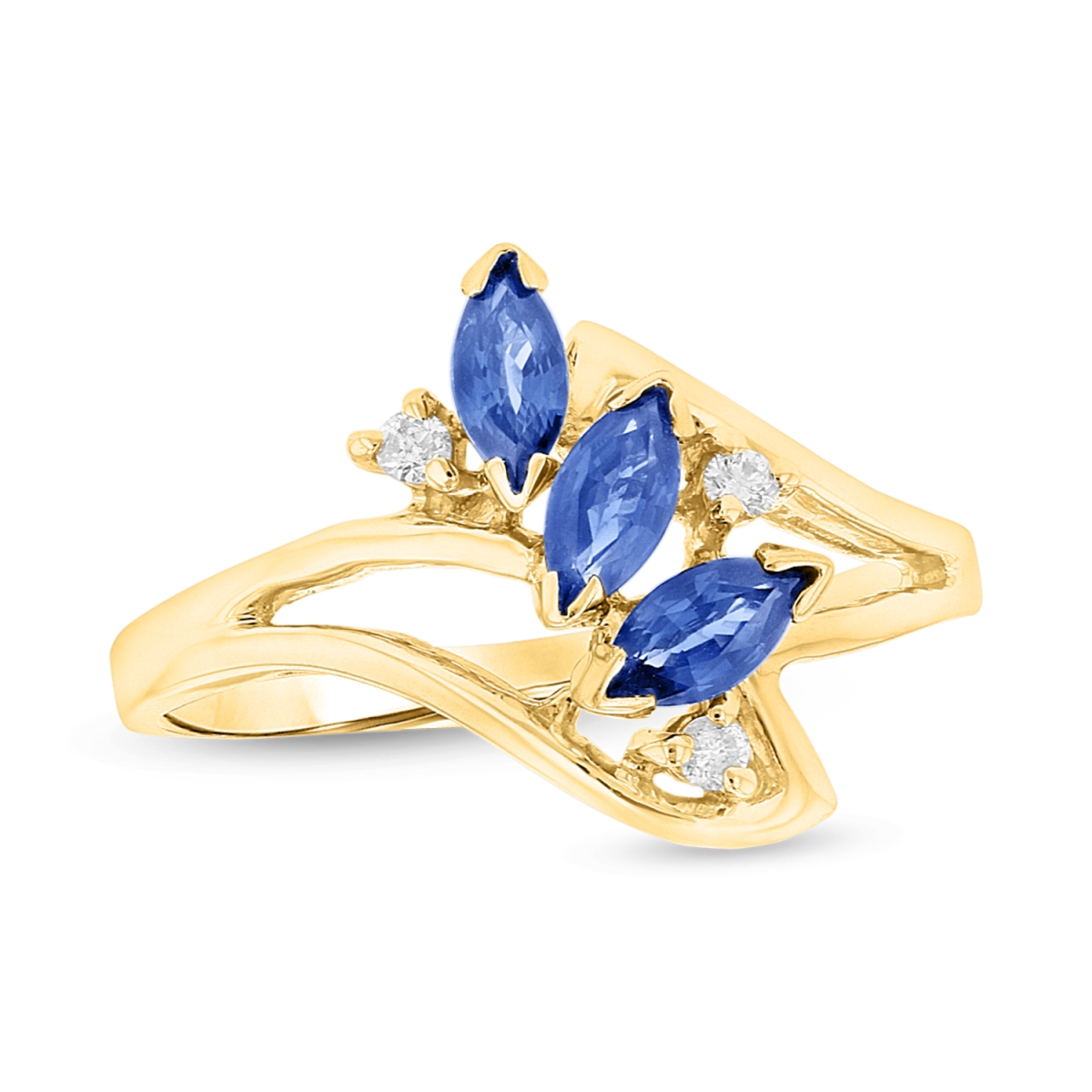 Picture of Louis Creations RL2073SD-YG-4.5 Sapphire & Diamond Ring&#44; 14K Yellow Gold - Size 4.5