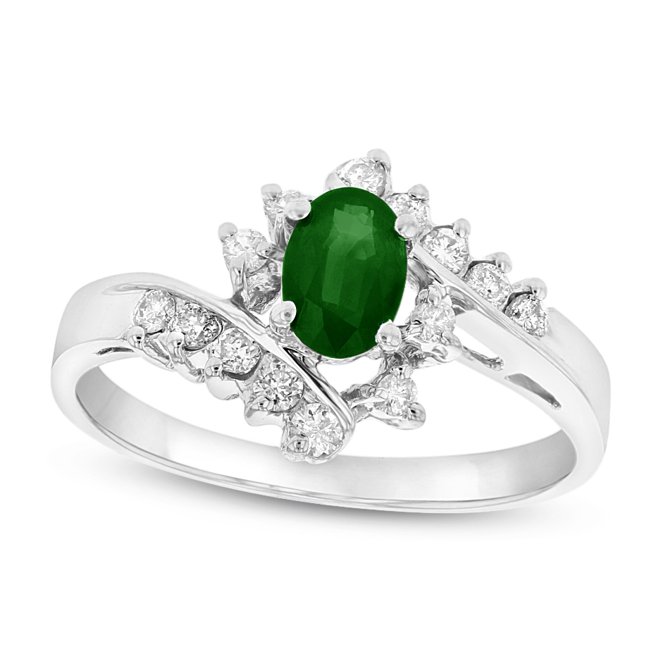 Picture of Louis Creations RL2107ED-4 0.65 CTW Diamond & Emerald Ring&#44; 14K White Gold - Size 4