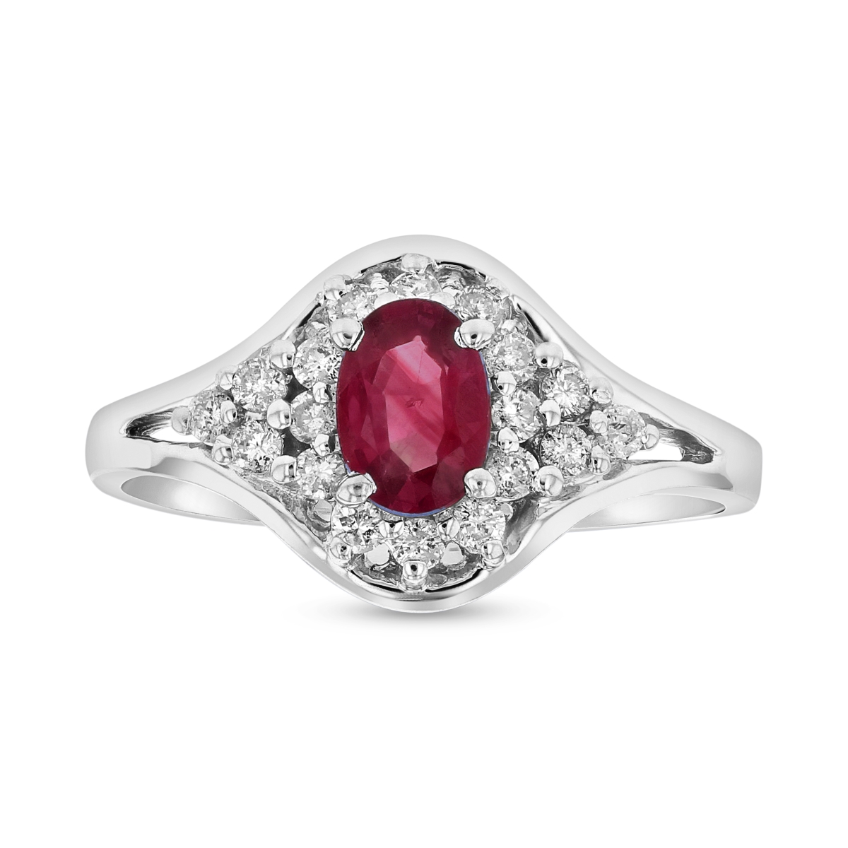 Picture of Louis Creations RL2220RD-4 0.70 CTW Diamond & RUby Ring&#44; 14K White Gold - Size 4
