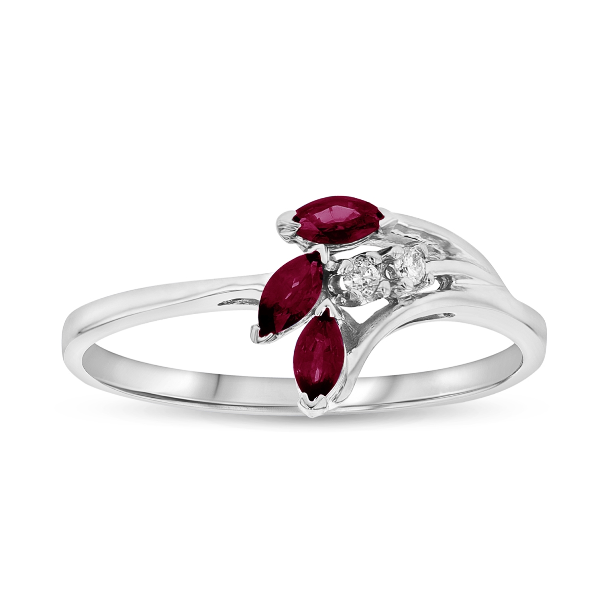 0.28 CTW Ruby & Diamond Ring, 14K White Gold - Size 6.5