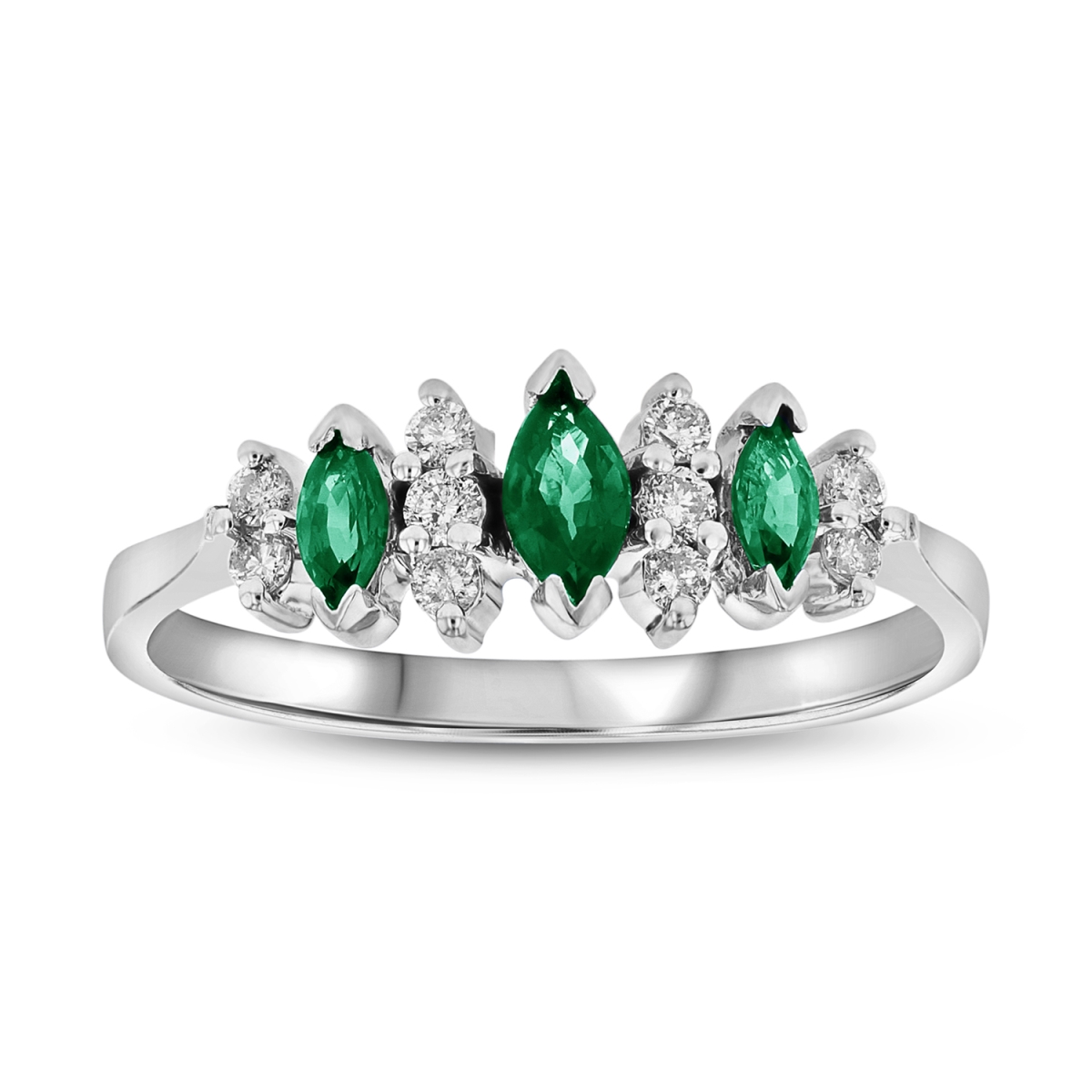 Picture of Louis Creations RL2223ED-4 0.37 CTW Diamond & Emerald Ring&#44; 14K White Gold - Size 4