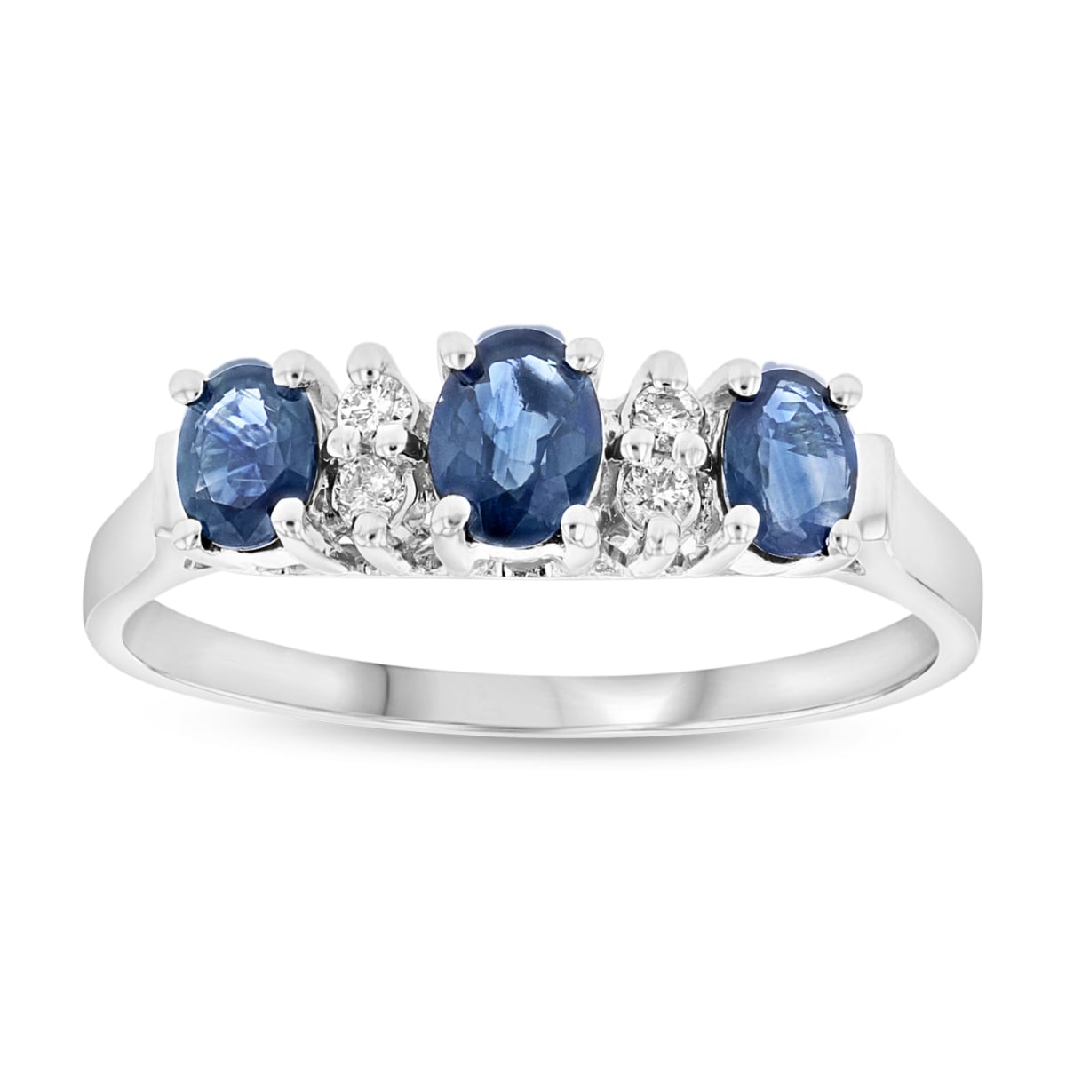 0.06 CTW Diamond & Sapphire Ring, 14K Gold - Size 4.5