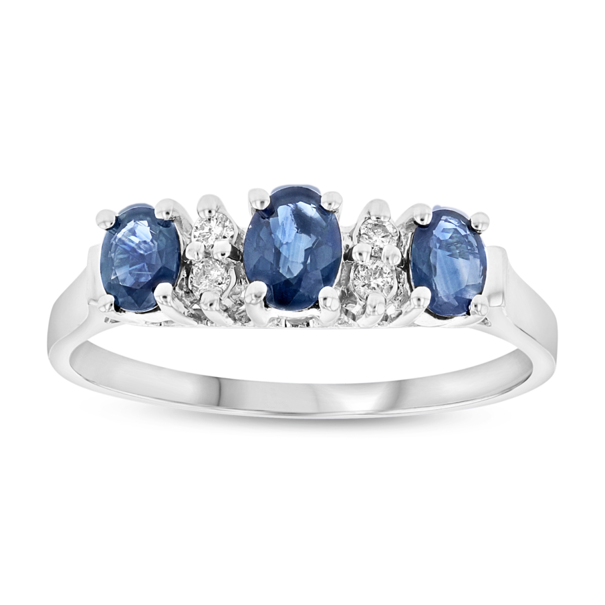 0.06 CTW Diamond & Sapphire Ring, 14K Gold - Size 5