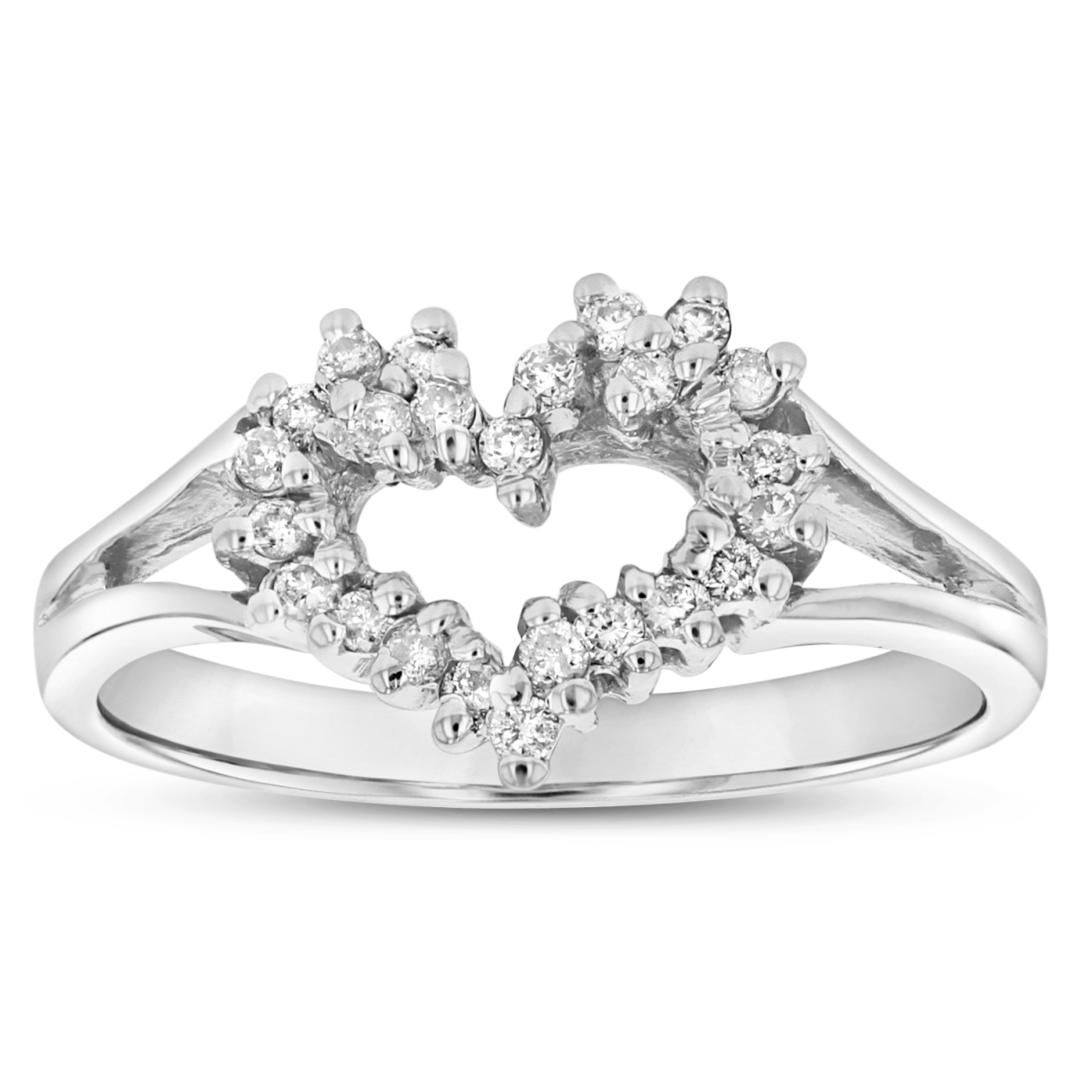 Picture of Louis Creations RL2419A-WG-4 0.20 CTW Diamond Heart Shaped Ring&#44; 14K Gold - Size 4