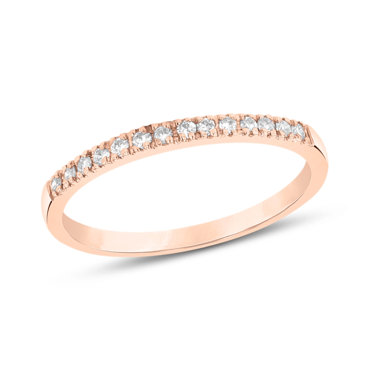 0.15 CTW Diamond Band, 14K Rose Gold - Size 8.5