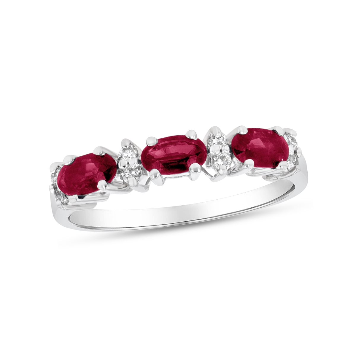 0.90 CTW Diamond & Ruby Band, 14K White Gold - Size 6.5