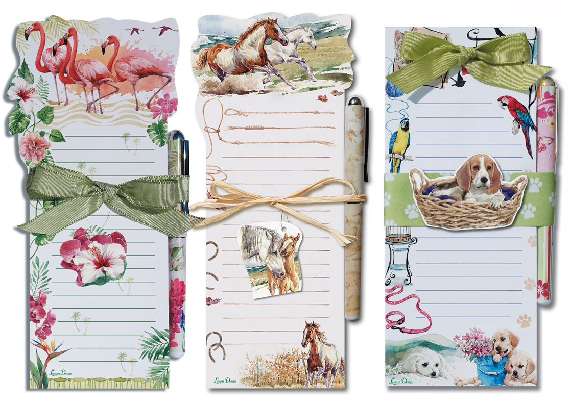 Picture of Lissom Design W21065 Animal Kingdom 3 Die-Cut Magnetic List Notepad Sets