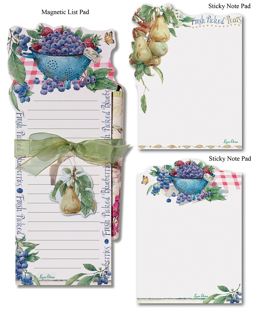Picture of Lissom Design W21070 Fresh From the Farm 3 Sticky Die-Cut & Magnetic List Notepad Sets