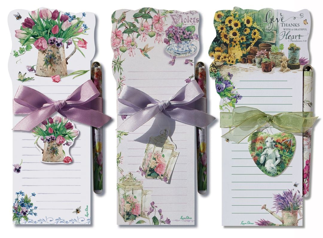 Picture of Lissom Design W21074 Floral Affection 3 Die-Cut Magnetic List Notepad Sets