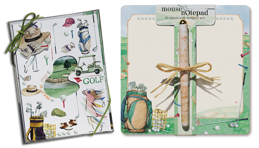 Picture of Lissom Design W29014 On the Green 2 Piece Mouse Notepad & Notecard Sets