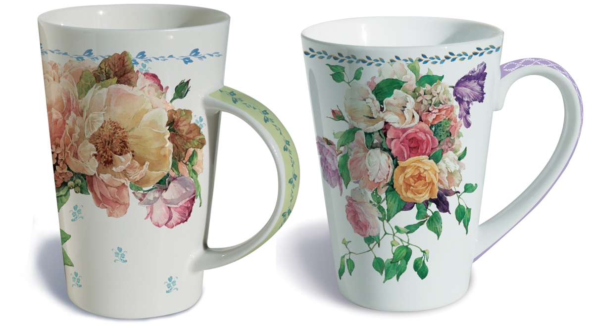 Picture of Lissom Design W35055 Schneider 2 Piece Cottage in Bloom Fine Porcelain Gift Mug Set