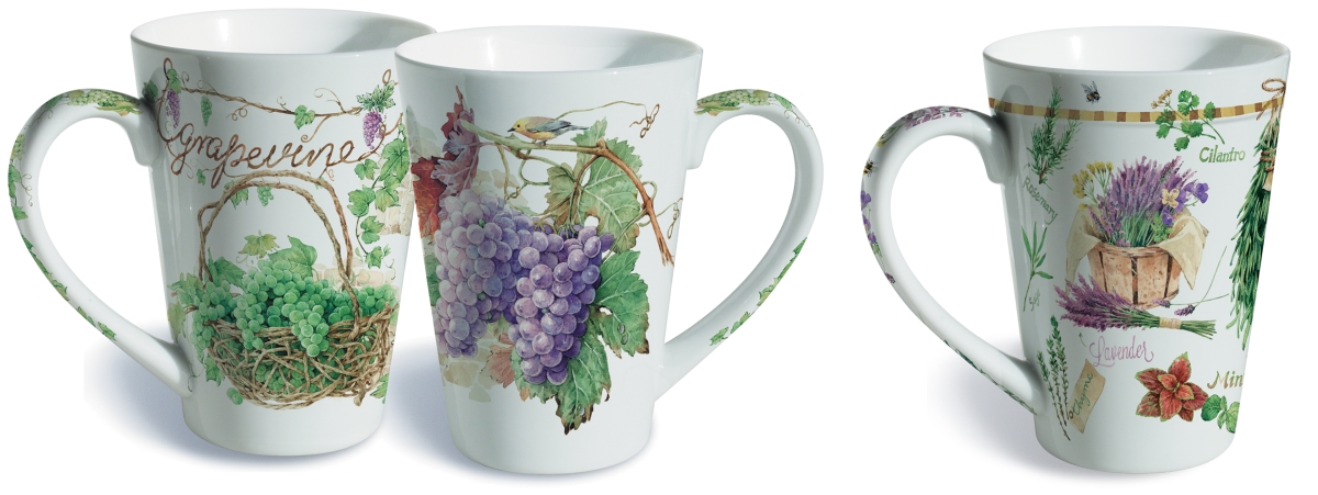 Picture of Lissom Design W35061 Barnett 2 Piece Wine Country Fine Porcelain Gift Mug Set