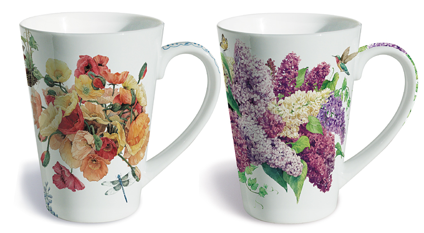 Picture of Lissom Design W35068 2 Piece Enchanted Garden Fine Porcelain Gift Mug Set