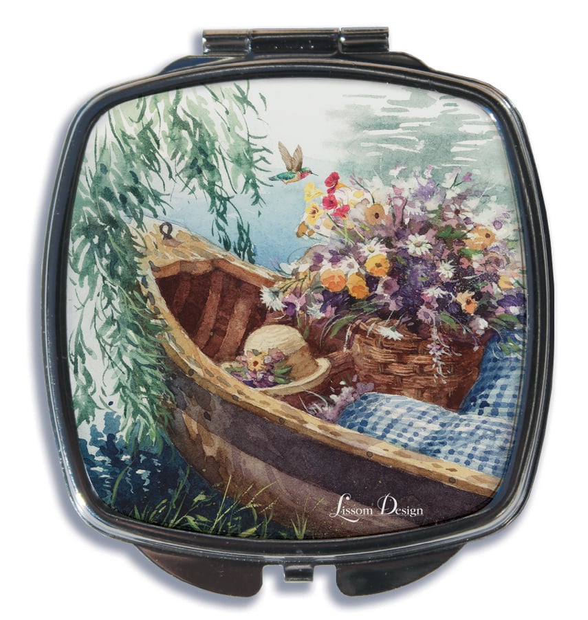 Picture of Lissom Design 61177 3.5 x 2.63 x 0.50 in. Lakeside Breeze Compact Mirror SQ&#44; Bayside