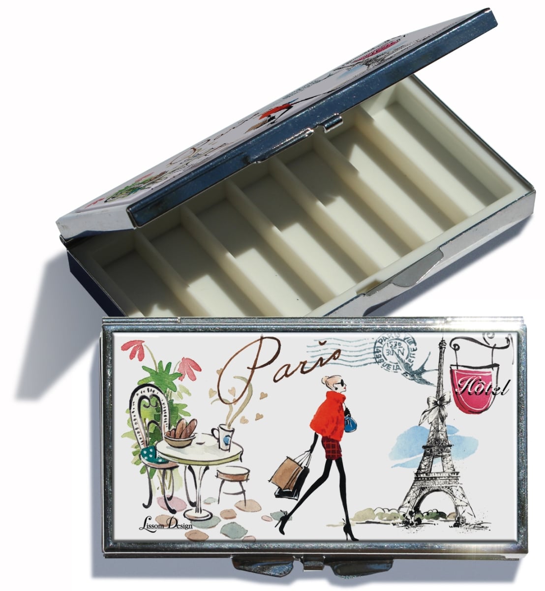 62171 Paris with Love Decorative Fashion Pill Box, Multi Color