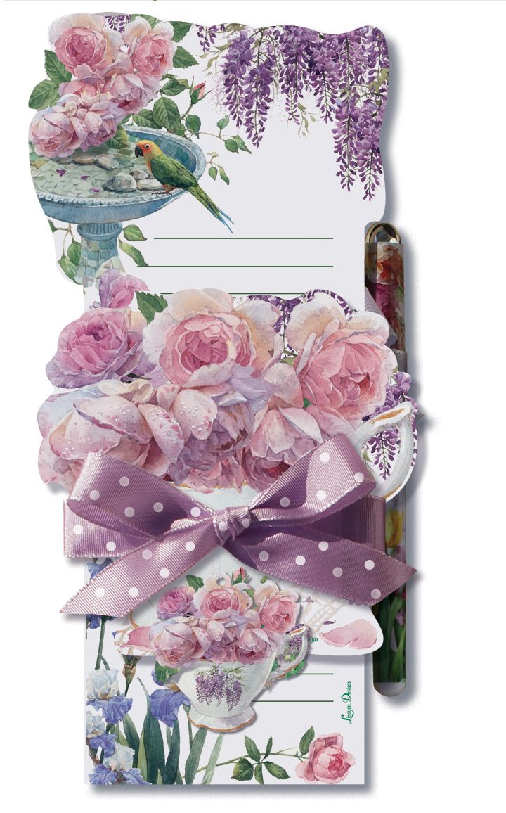 23079 8.75 x 3.75 in. Magnetic List & Sticky Notepad Set - Enchanted Garden