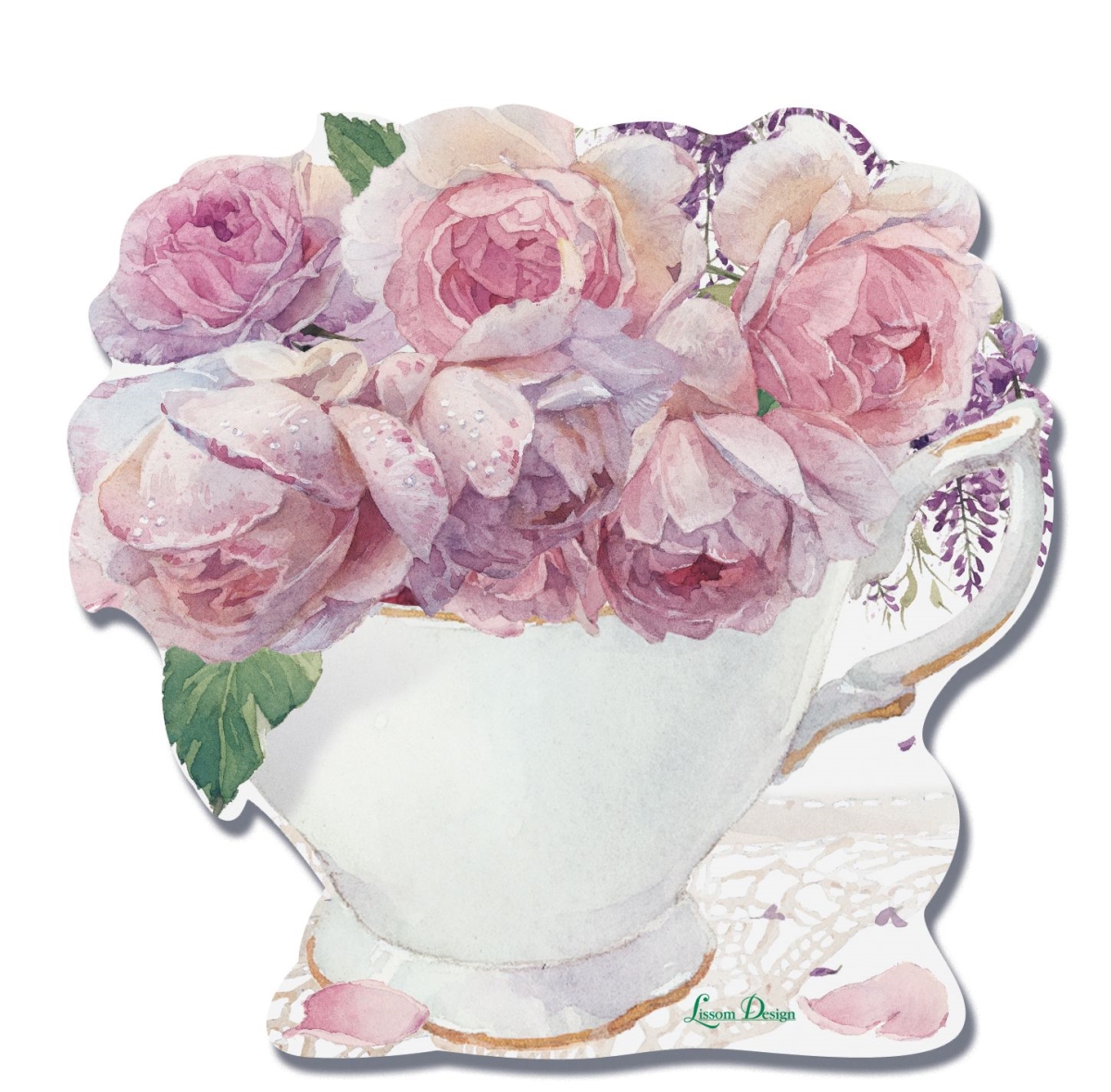 28179 4.25 x 4 in. Sticky Teacup Notepad, Enchanted Garden