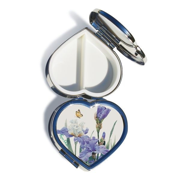 62079 2.5 x 2.4 x 0.875 in. Heart Shape Pill Box - Enchanted Garden